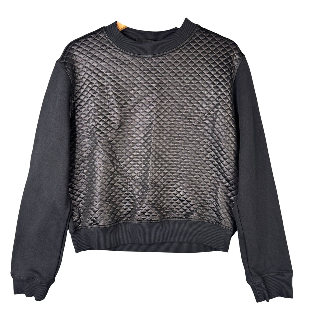 Love Moschino Black Quilted Metallic Panel French Terry Sweatshirt Size 4 US 40